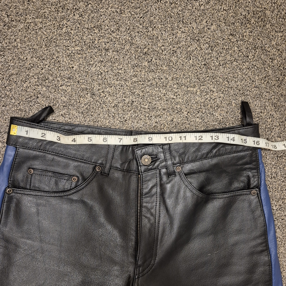 Black and Blue Leather Pants - Picture 4 of 16